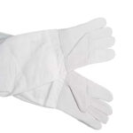 Imkerhandschuhe mit Stoffstulpe – Weiß – Ziegenleder