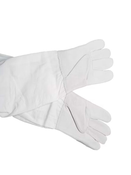 Imkerhandschuhe mit Stoffstulpe – Weiß – Ziegenleder